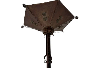 Art Deco Patinated Wrought Iron Floor Lamp, 1930s